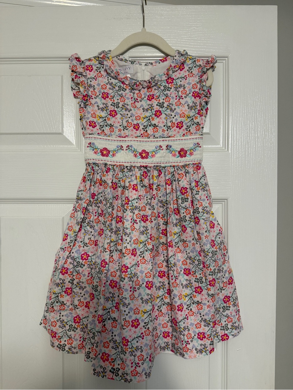 iris & ivy Pink Floral Ruffle Sleeve Dress